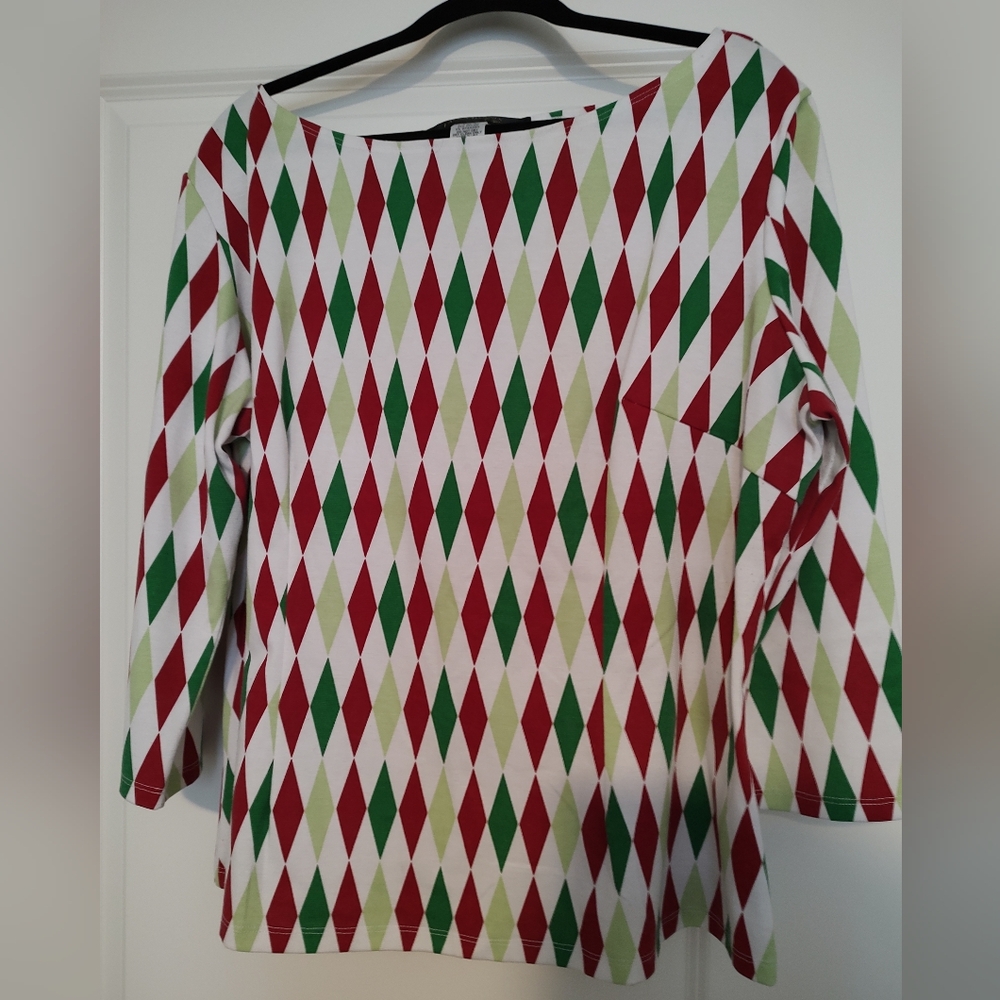 Pinup Girl Sabrina Top in Holiday Harlequin